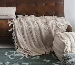 Tufted Taupe Throw Blanket