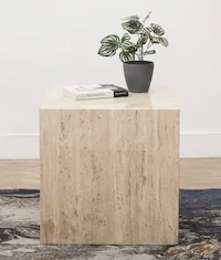 Luxor Travertine Block Side Table
