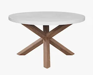 Stone + Teak Round Dining Table