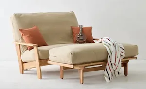 Scandia Outdoor Futon Loveseat Cherry With Natural Teak Oil Finish
