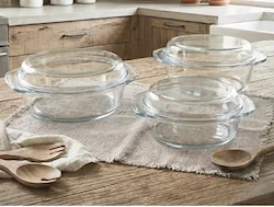 Lead-Free Glass Baking Dishes & Lids (Set of 3)
